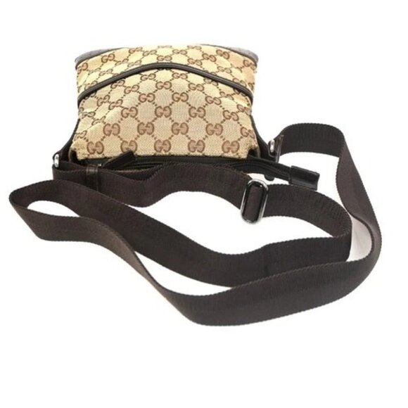 GUCCI Logo GG Pattern Crossbody Shoulder Bag Canvas Leather Brown Italy 35KC160 - Picture 5 of 16